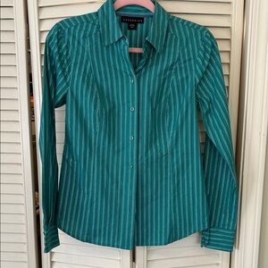 Attention Teal Striped Button Down Shirt